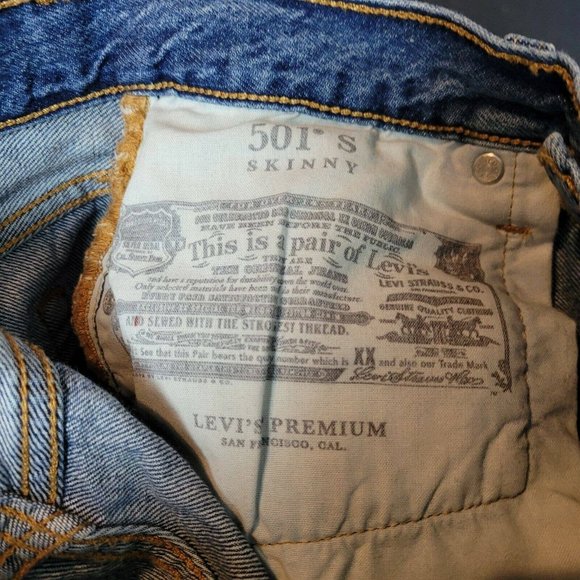 SALE 5/$25 Levi's Womens 501 High Rise Button Fly Skinny Jeans Medium Wash Blue - Picture 10 of 12